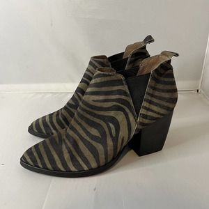 WONDERS SPAIN Green zebra Ankle Booties Block Heels 39 Made in Spain